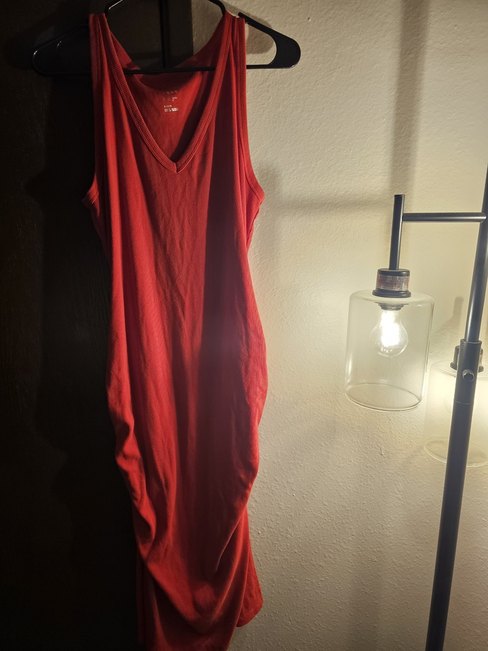Women's Red V-Neck Sleeveless Tank Dress